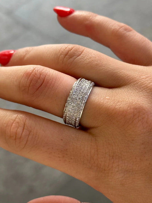 Ladies Five Row Pave Set Eternity Band