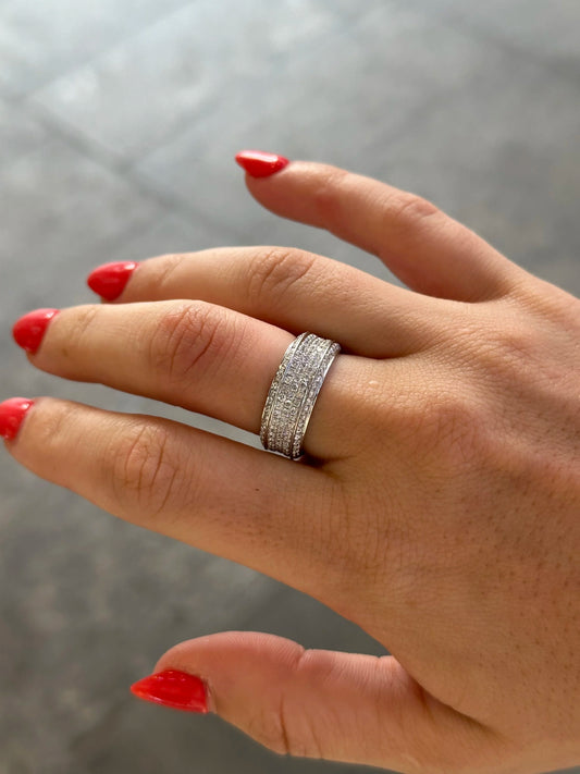 Ladies Five Row Pave Set Eternity Band