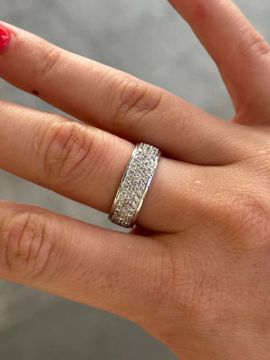 Ladies Three Row Round Diamond Eternity Band