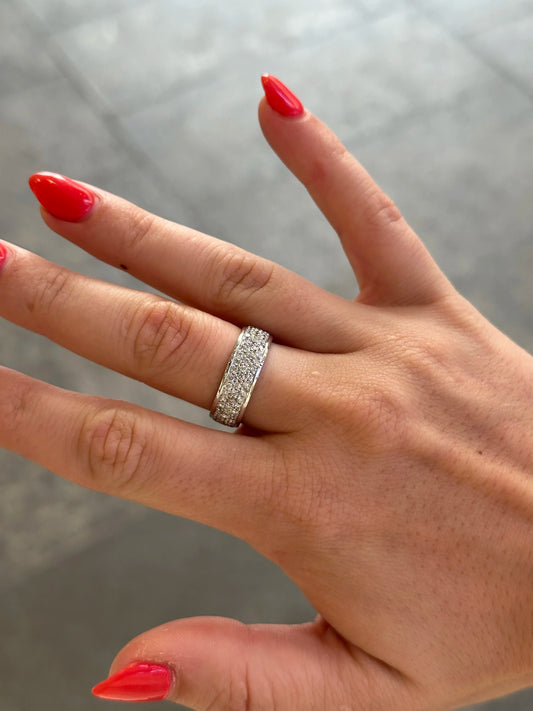 Ladies Three Row Round Diamond Eternity Band