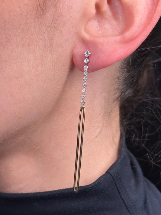 Ladies Nine Diamond and Gold Paperclip Earrings