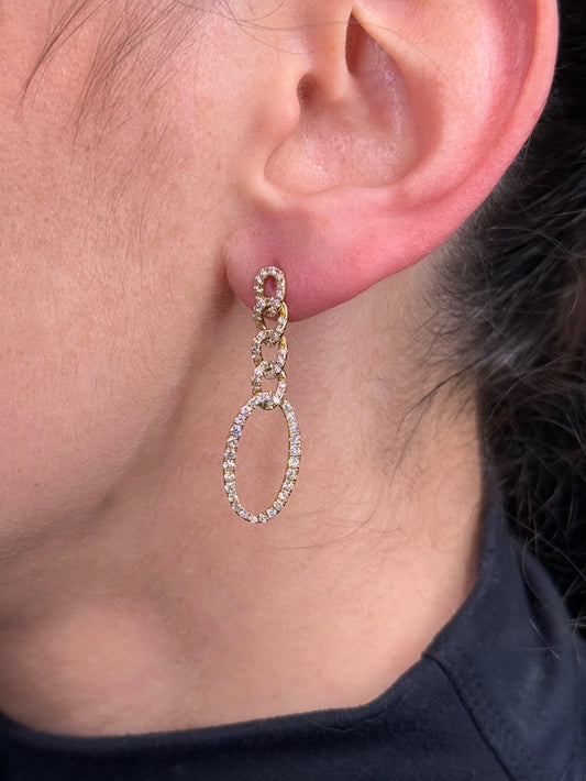 Ladies Cuban Drop Diamond Earrings