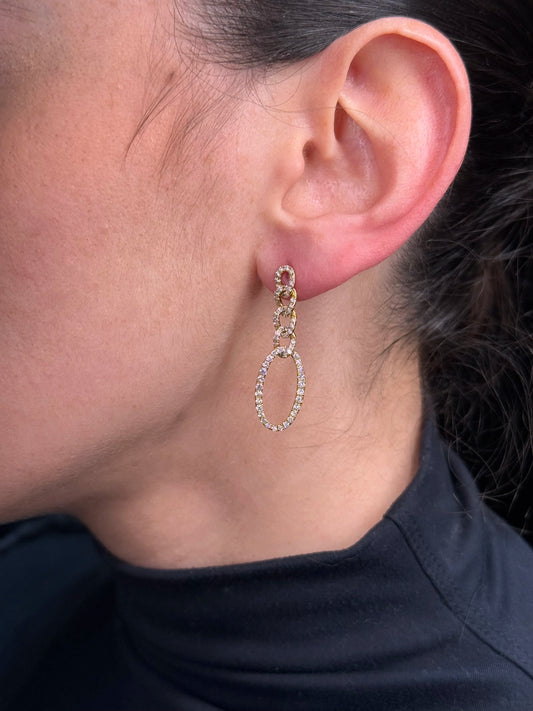Ladies Cuban Drop Diamond Earrings