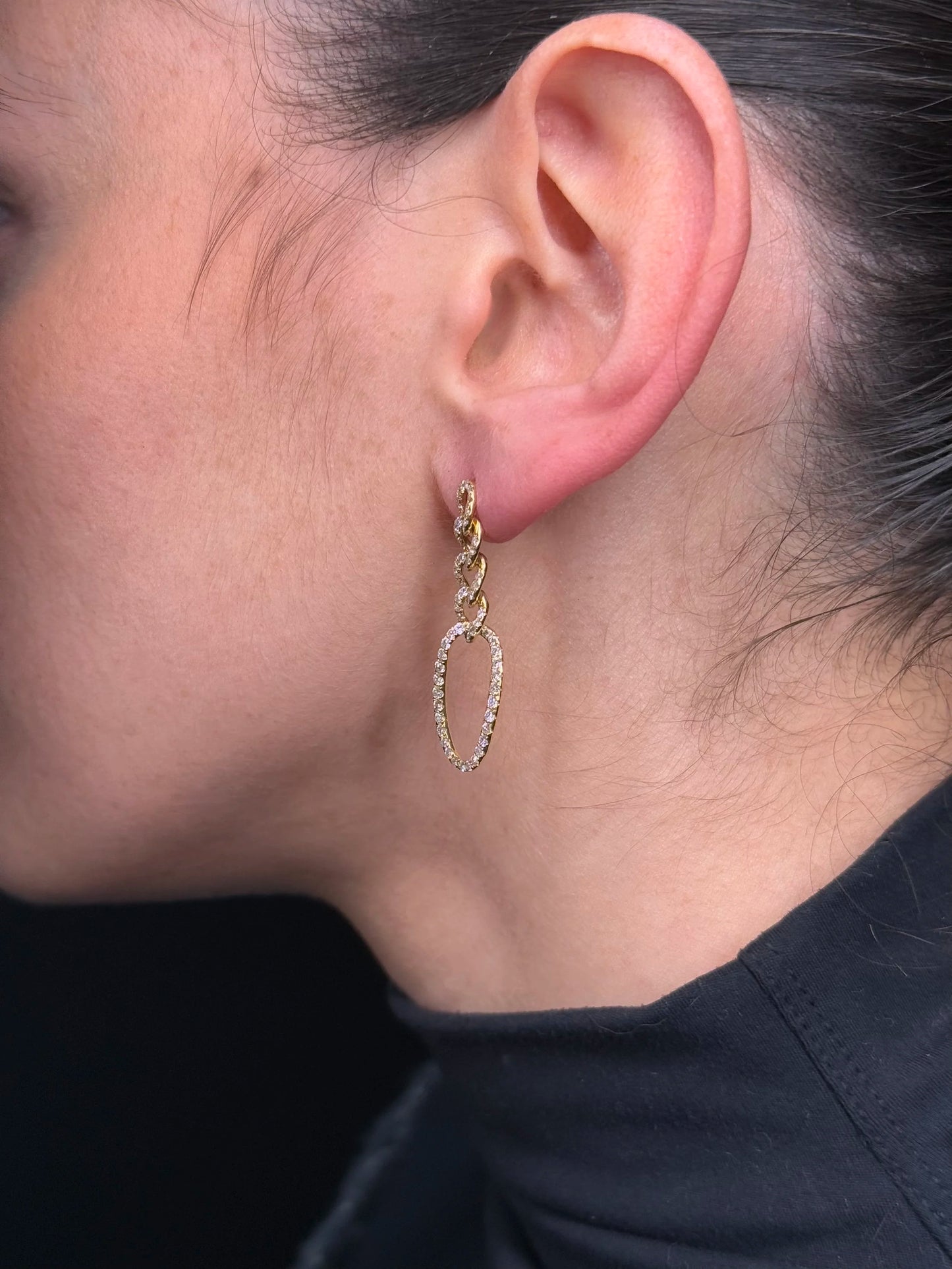 Ladies Cuban Drop Diamond Earrings