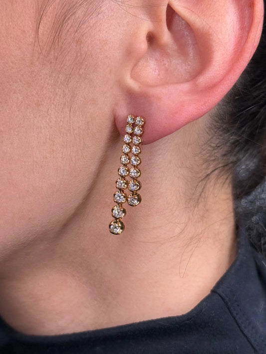 Ladies Two Row Ascending Diamond Earrings