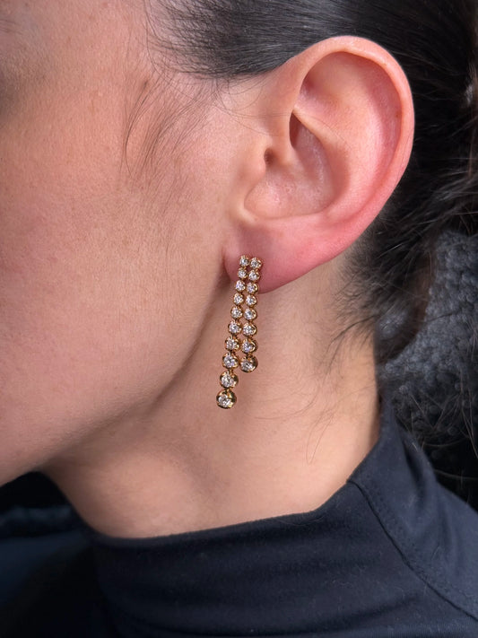 Ladies Two Row Ascending Diamond Earrings