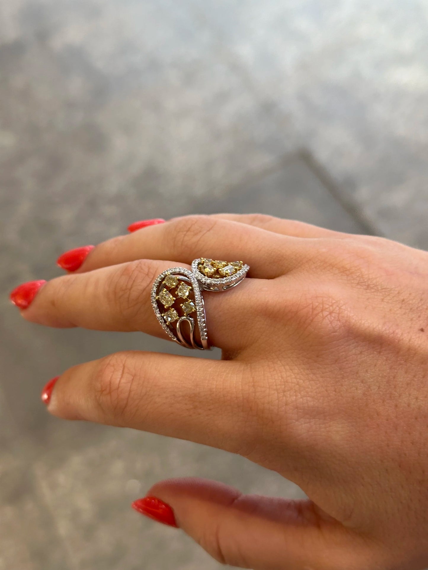 Ladies Yellow Diamond Cocktail Ring