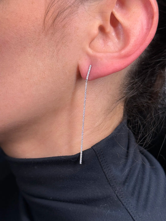 Ladies Pin Straight Diamond Earrings