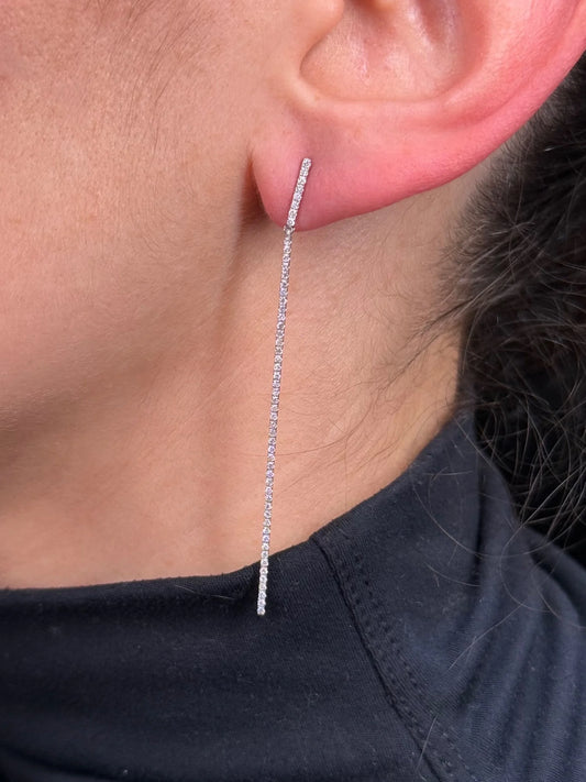 Ladies Pin Straight Diamond Earrings