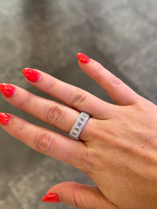 Ladies Baguette and Round Diamond Half Band