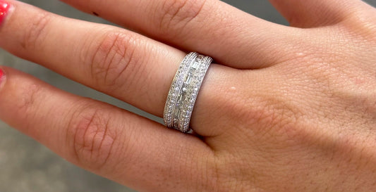 Ladies Round, Baguette, and Princess Cut Half Band