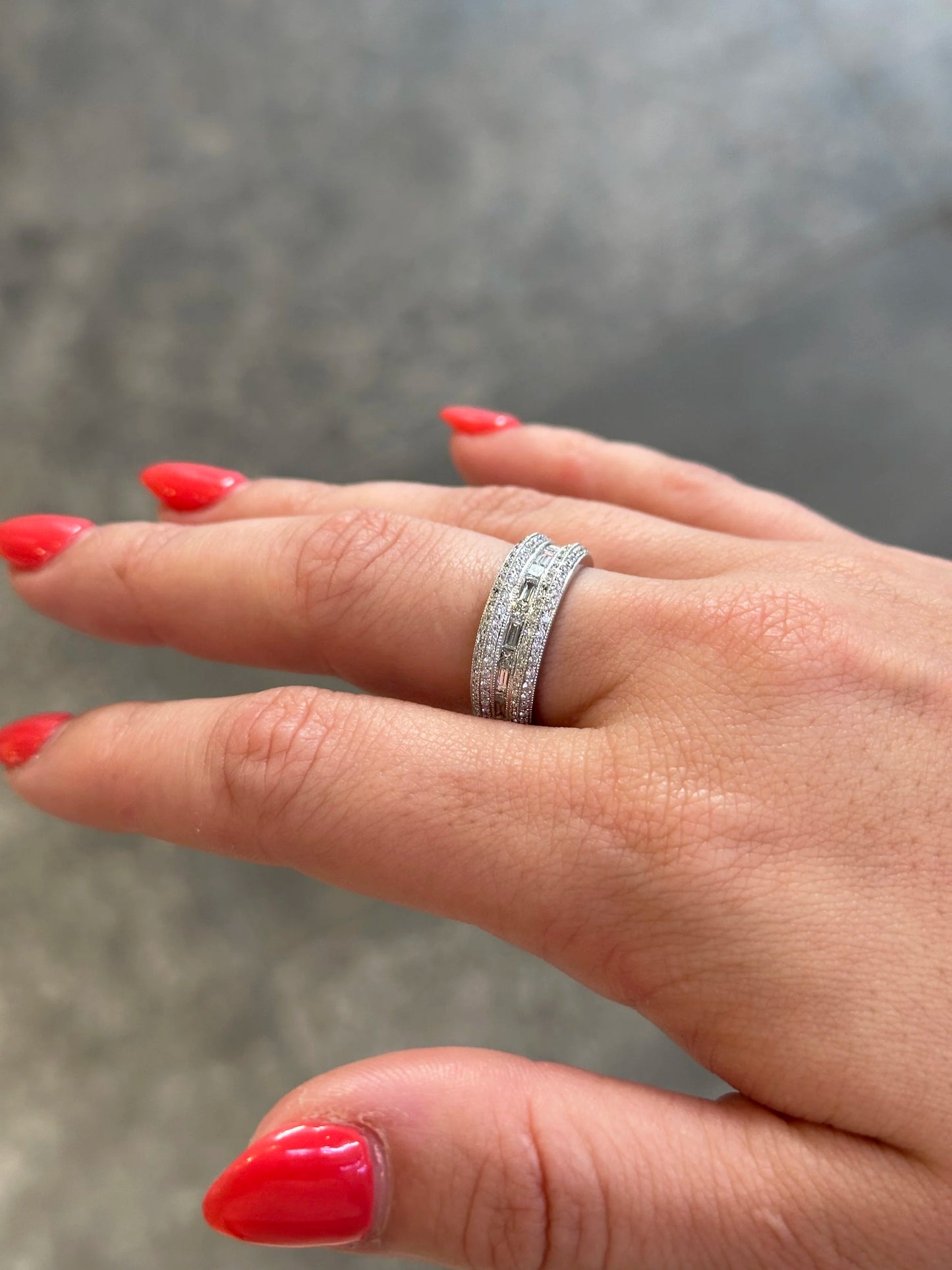 Ladies Round, Baguette, and Princess Cut Half Band