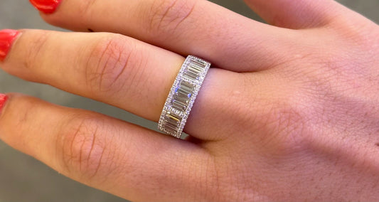 Ladies Four Baguette and Round Diamond Half Band
