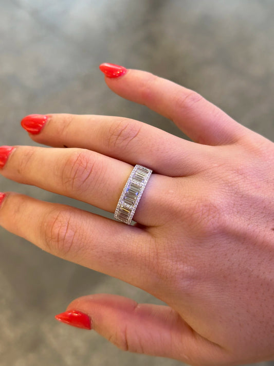 Ladies Four Baguette and Round Diamond Half Band