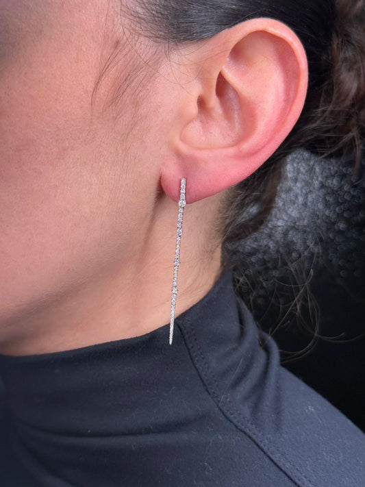 Ladies Alternating Ascending Bezel Set Diamond and Diamond Cluster Earrings