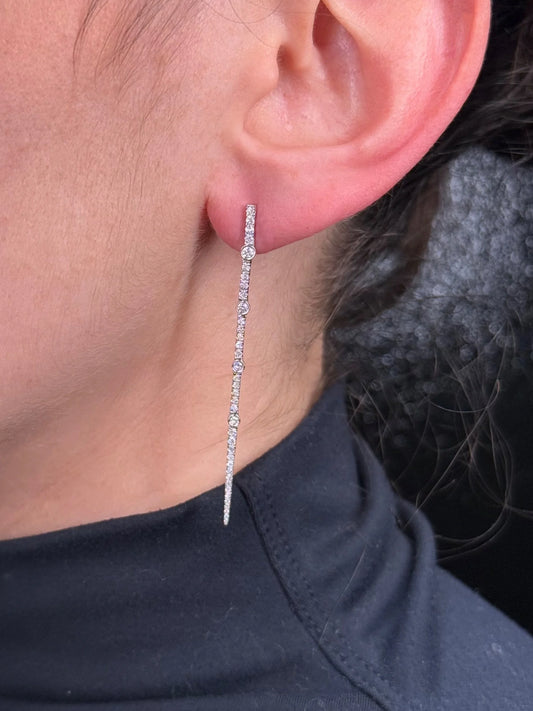 Ladies Alternating Ascending Bezel Set Diamond and Diamond Cluster Earrings