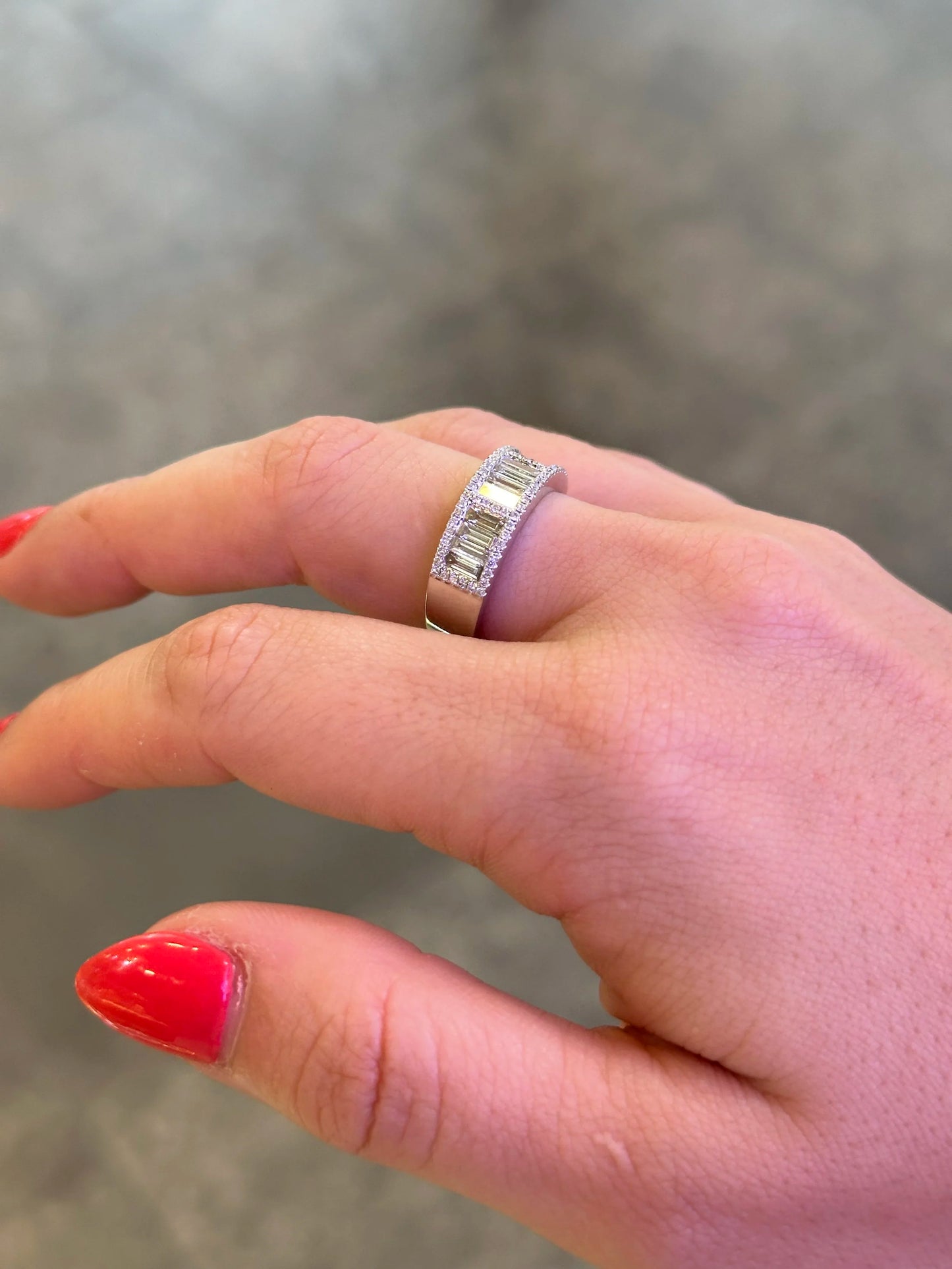 Ladies Four Baguette and Round Diamond Half Band