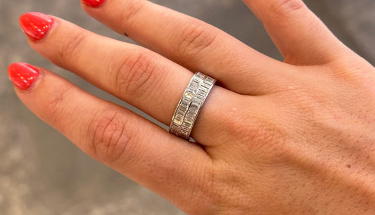 Ladies Mirrored Eternity Baguette Diamond Band