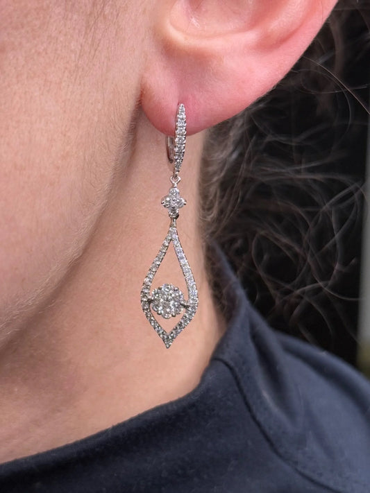 Ladies Spaced Out Flower Diamond Earring