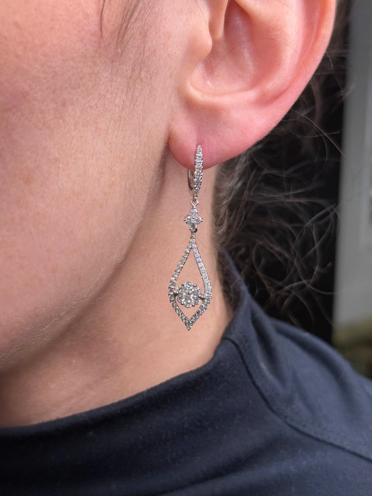 Ladies Spaced Out Flower Diamond Earring