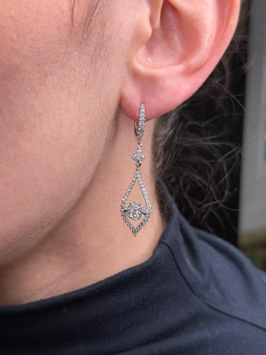 Ladies Spaced Out Flower Diamond Earring
