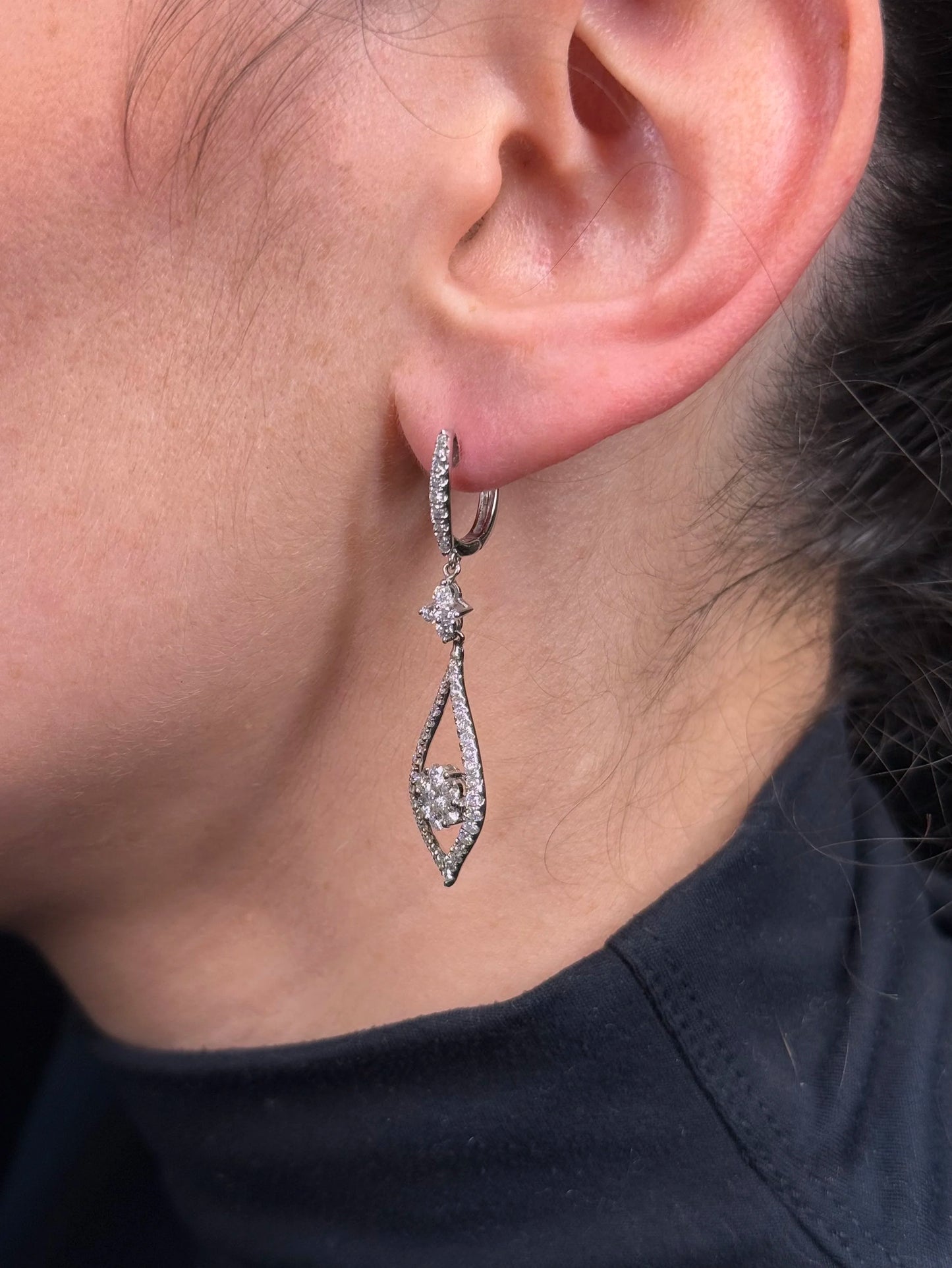 Ladies Spaced Out Flower Diamond Earring