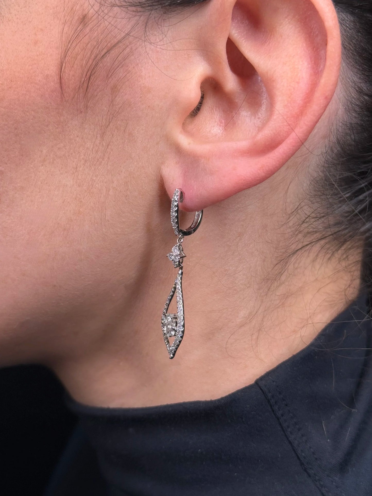 Ladies Spaced Out Flower Diamond Earring