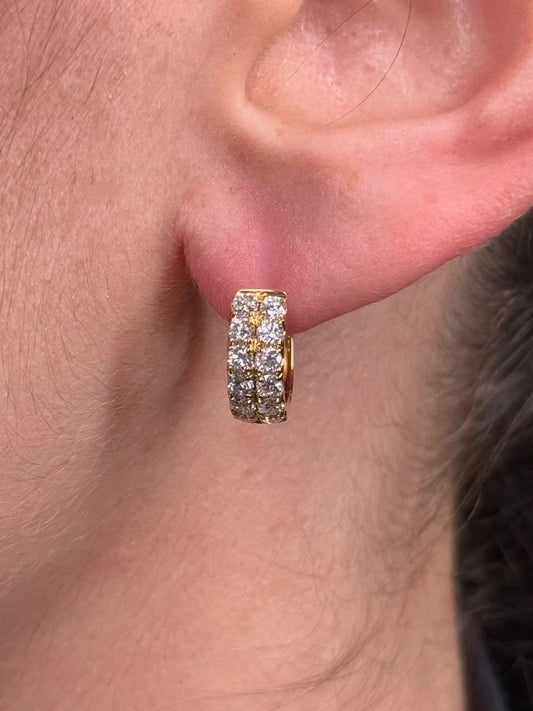 Ladies Two Row Mini Diamond Huggie