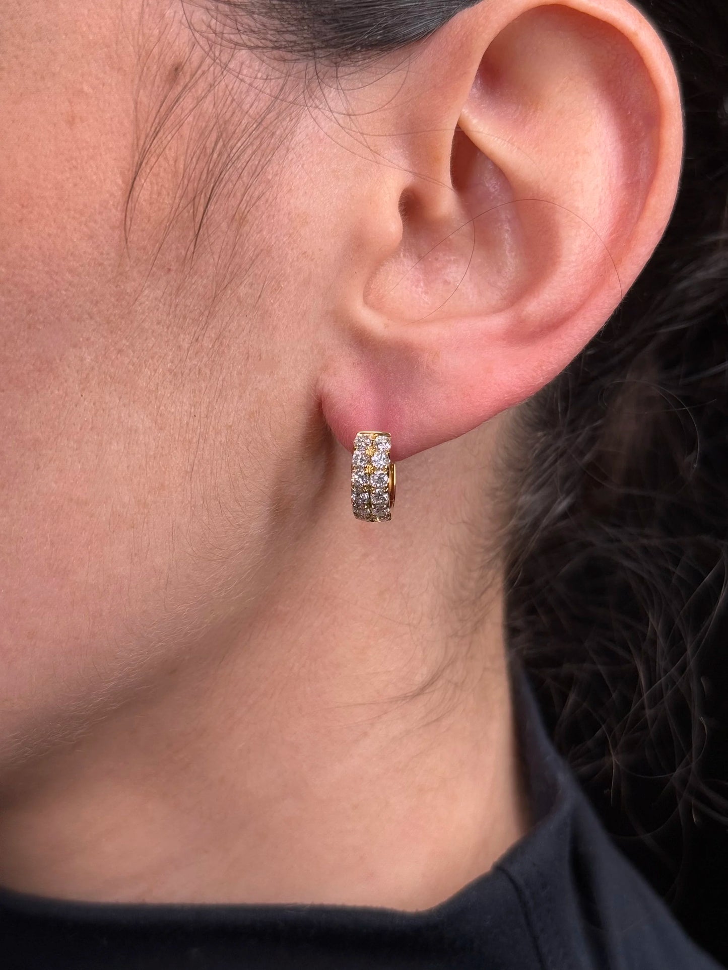 Ladies Two Row Mini Diamond Huggie