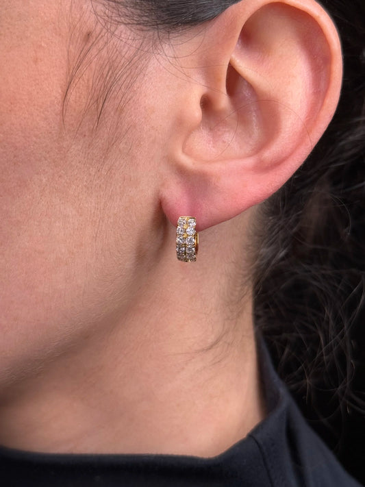 Ladies Two Row Mini Diamond Huggie