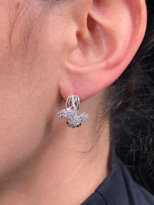 Ladies Round Diamond Cluster Huggie