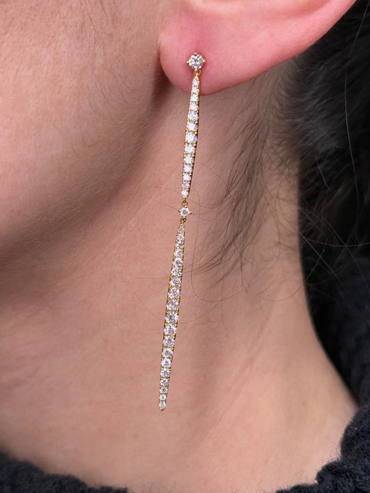 Ladies Dangling Diamond Bar Earrings