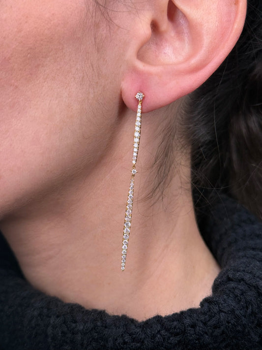 Ladies Dangling Diamond Bar Earrings