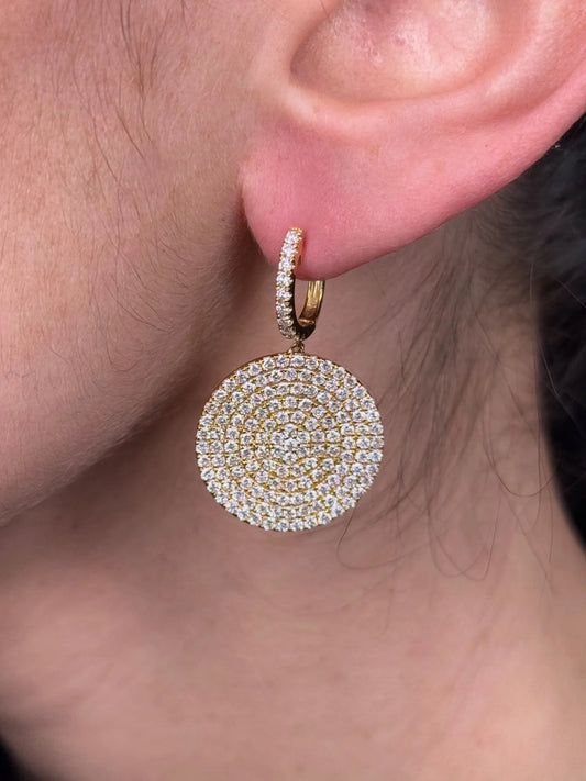 Ladies Pave Set Round Shaped Earrings