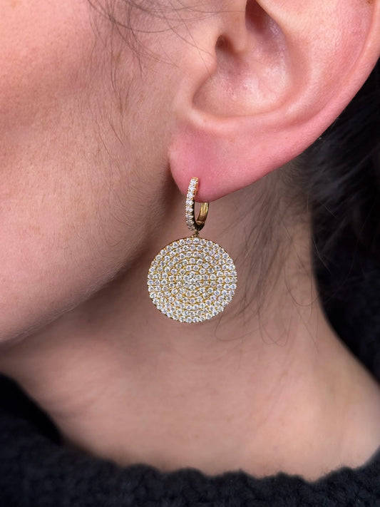 Ladies Pave Set Round Shaped Earrings