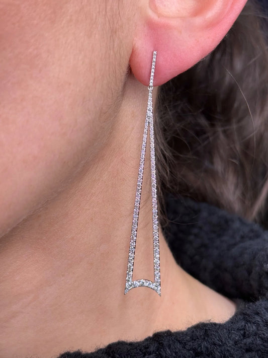 Ladies Dangling Hallow Fancy Triangle Earrings