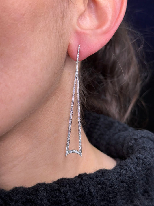 Ladies Dangling Hallow Fancy Triangle Earrings