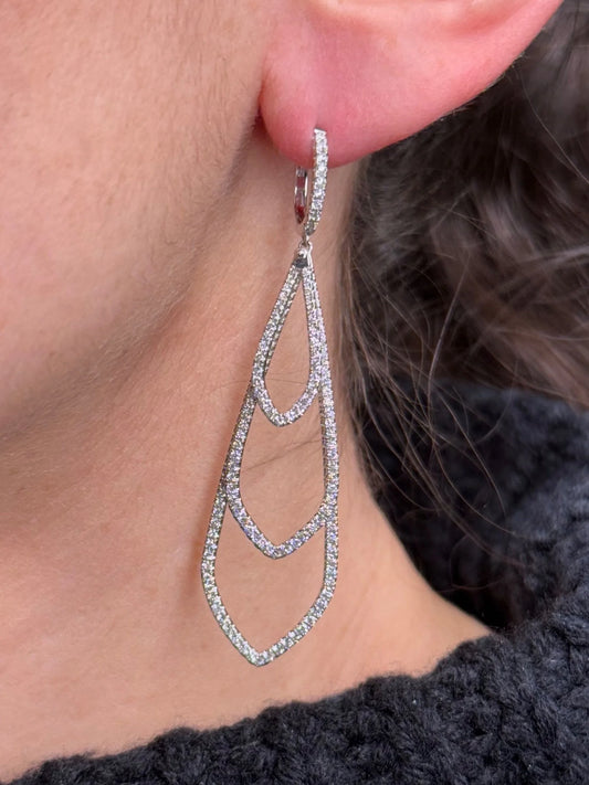 Ladies Dangle Overlapping and Ascending Diamond Earrings