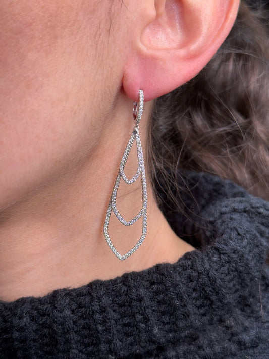 Ladies Dangle Overlapping and Ascending Diamond Earrings