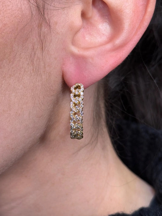 Ladies Cuban Link Diamond Hoops