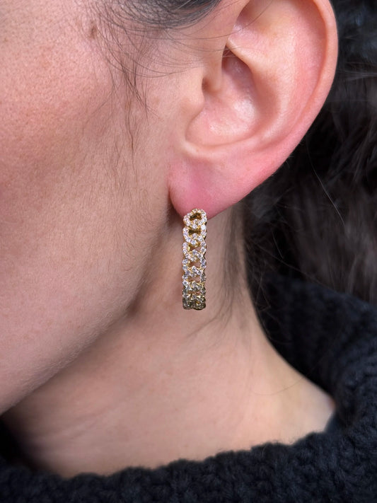 Ladies Cuban Link Diamond Hoops