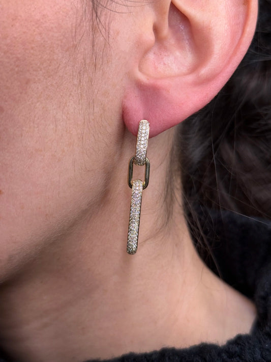 Ladies Pave Set Paperclip Earrings