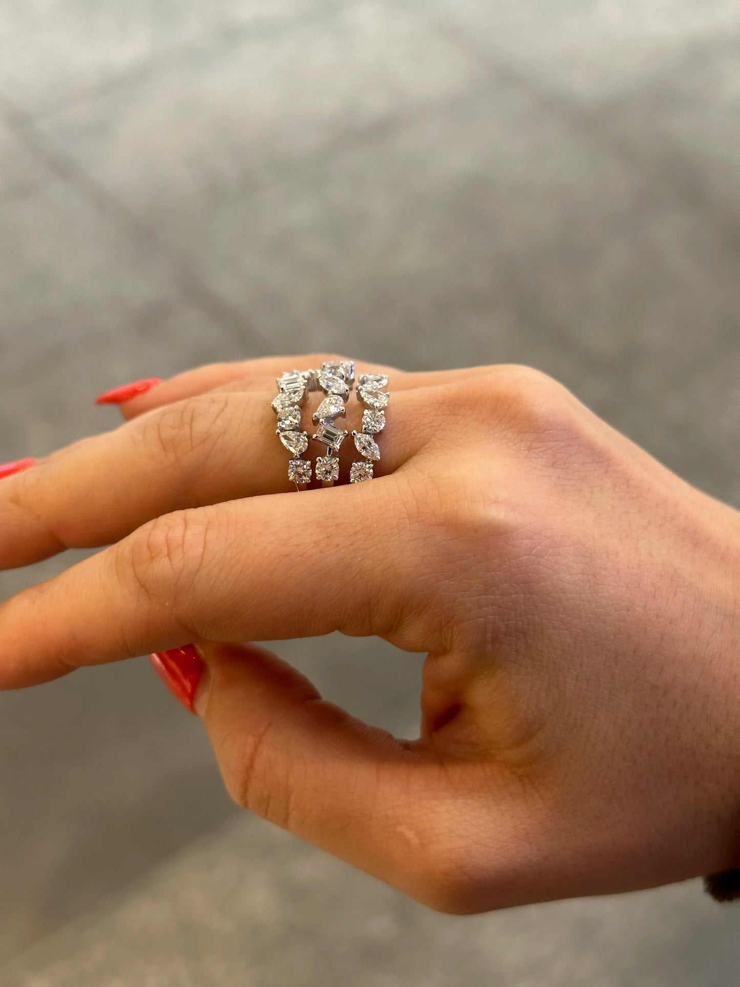 Ladies Spaced Multi- Shaped Diamond Ring