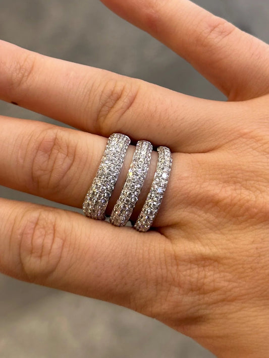 Ladies Three Row Pave Set Diamond Ring