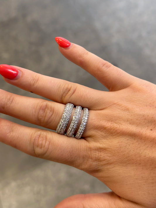 Ladies Three Row Pave Set Diamond Ring