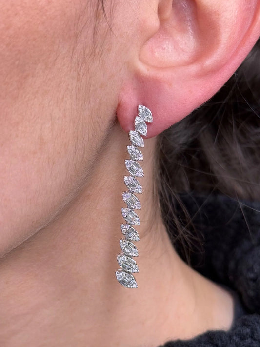 Ladies Ascending Marquise Cluster Diamond Earrings