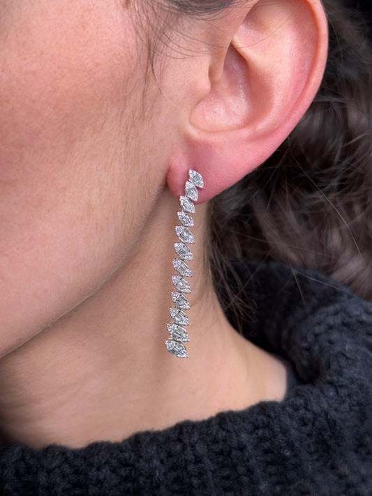 Ladies Ascending Marquise Cluster Diamond Earrings