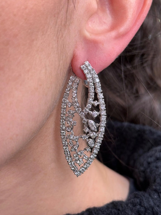Ladies Multi-Shaped Cluster Elegant Diamond Earrings