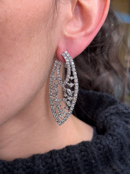 Ladies Multi-Shaped Cluster Elegant Diamond Earrings