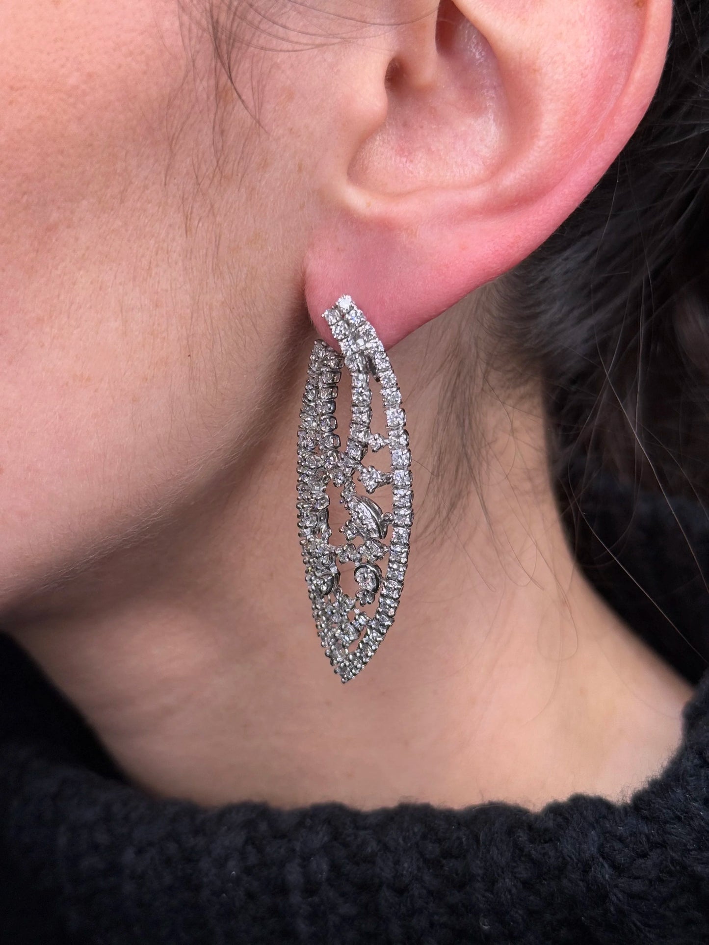 Ladies Multi-Shaped Cluster Elegant Diamond Earrings